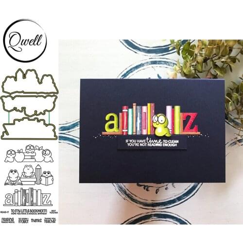 QWELL Bookshelf Frogs Metal Cutting Dies Match Clear Silicone Stamps Words DIY Scrapbooking Craft Paper Cards 2020