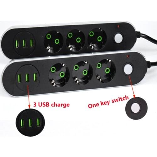 USB Power Strip Socket EU Plug 3 AC Charging 5M Power Cord Desk Charging Adapter Suitable For Robot Vacuum Cleaner Humidifier