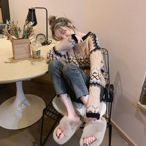 Twisted Sweater Womens Loose Autumn And Winter Wear 2021 New Wild All-in-one Pullover Big Lazy Fashion Japanese Ins