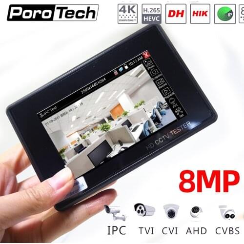 IPC1800ADH plus Professional Cctv 4Inch Touch screen Tester Monitor H.265 4K 8Mp Tvi Cvi Ahd Cvbs Ip Camera Tester with PTZ