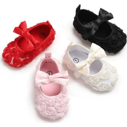 Lace Rose Baby Girls Shoes Princess Party Soft Sole Crib Shoes Newborn Baby Anti-slip Toddler Shoes Fit For 0-18M