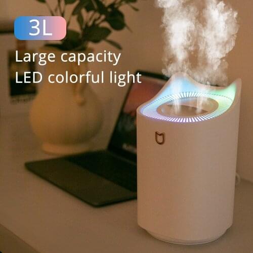 3L Air Humidifier Double Nozzle Cool Mist Humidifier Ultrasonic LED Light Essential Oil Aroma Diffuser for Home Bedroom