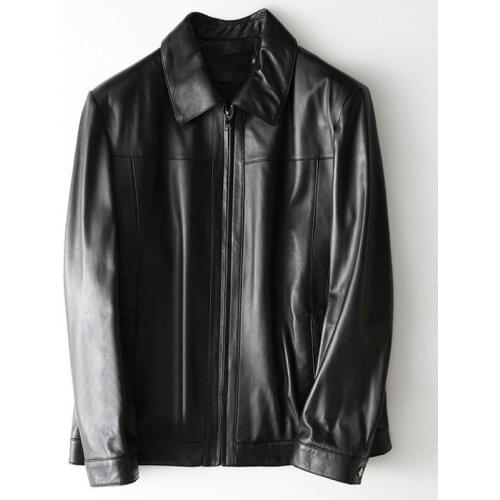 High Quality 100% Real Sheepskin Coat Genuine Leather Jacket Short Slim Jackets for Men Outerwear Jaqueta De Couro CJX801A MF050