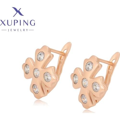 Xuping Jewelry Fashion New Arrival Cross Rose Gold Color Plated Women Earrings A00702823