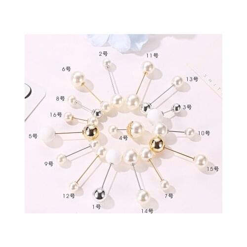 New fashion Double-end imitation pearl word pin anti-glare brooch For Women girl Accessories jewelry wholesale