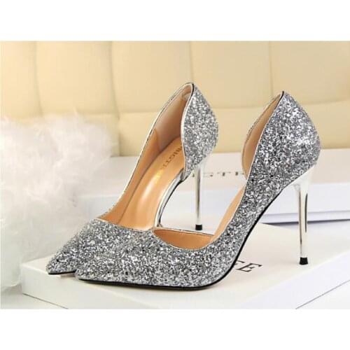 Women summer autumn Pumps Extrem Sexy High Heels Women Shoes Thin Heels Female Shoes Wedding Shoes Gold Sliver Ladies sandals