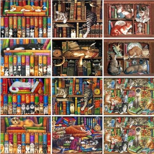 ZOOYA 5D DIY Diamond Embroidery Animal Cat Mosaic Kits Diamond Painting Full Square Drill Cat Cross Stitch Book Rhinestones Art