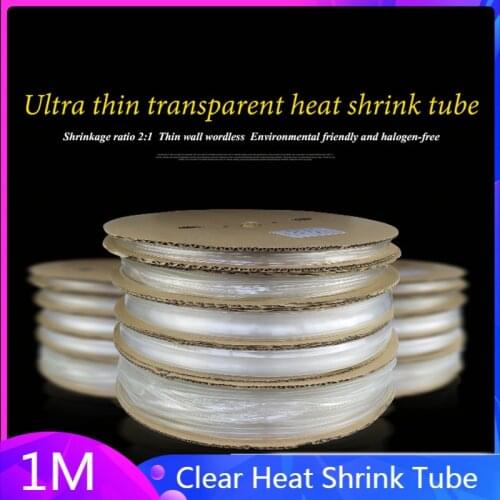 1 Meter/Lot Transparent Clear Heat Shrink Tube Shrinkable Tubing Wrap Wire Kits 2:1 Heat Shrink Tube Wrap Wire