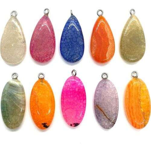 Spot Wholesale Natural Stone Pendant Egg-shaped Drop-shaped Colorful Popcorn Agate for DIY Handmade Necklace Jewelry Accessories