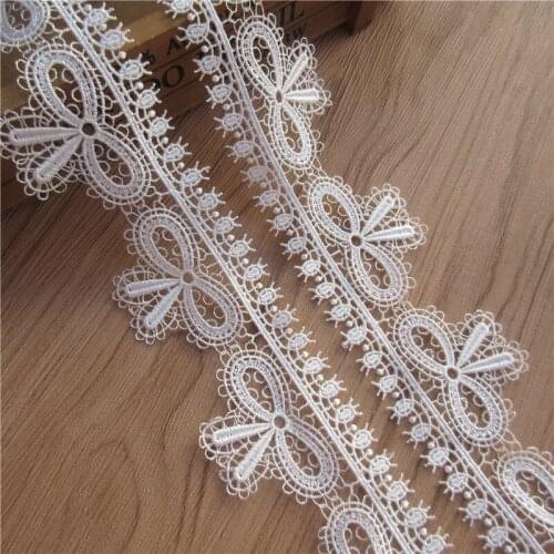 2yard/Lot Soluble Polyester Bowknot Bow Embroidered Lace Trim Ribbon Fabric DIY Sewing Supplies Craft For Costume Decoration