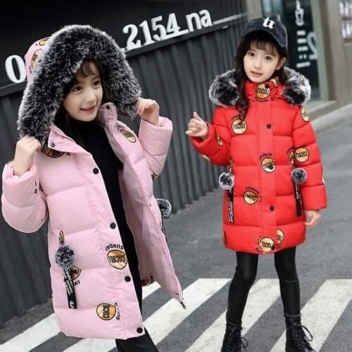 2020 Winter Cotton Jacket For Girls Fur Hooded Thick Warm Long Teenagers Girls Outerwear Coat 6-15 Years Kids Baby Girl Parka