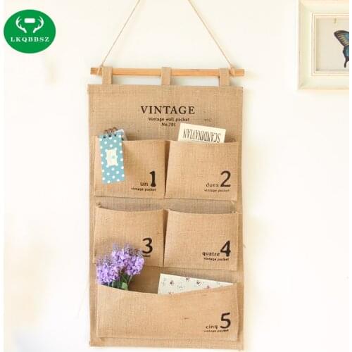 Box Organizer Jute Naturally Letters Wall Hanging Storage Bags organizer undries Clothing Jewelry Closet Organizer Bags