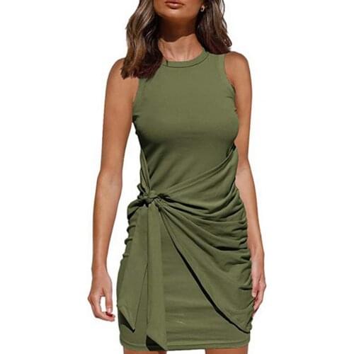 80% Hot Sales!!! Dress Sleeveless Pleated Women Bow Tie Waist Skirt for Dating