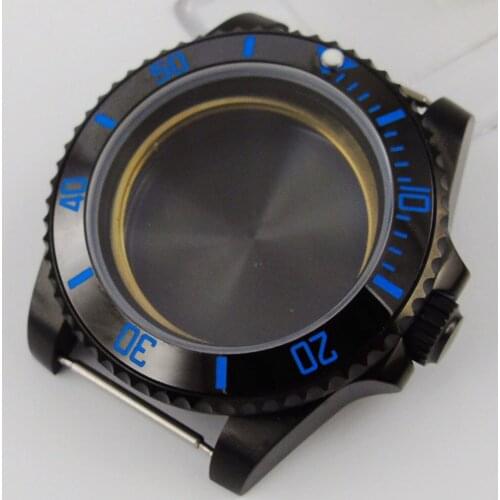 40mm Accessories Parts Sapphire Glass Black Ceramic Bezel Watch Case PVD Fit NH35A ETA 2836 Miyota MOVEMENT