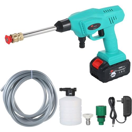 Cordless Electric Pressure Washer Power Washing Auto Spray Garden Tool with Adjustable Nozzles 5m Hose Foam Cannon Car Washing