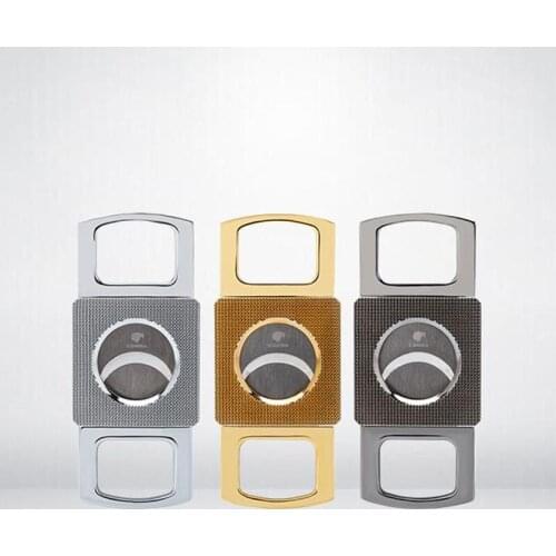 COHIBA Classic Stainless Steel Dual Blades Cigar Cutter Sharp Round Cutting Hole Tobacco Cutting For Cigars With Gift Box