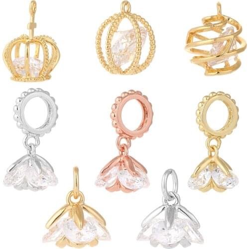Flowers Jewelry Charms for Jewelry Making Crown Cute Charm Pendant Charms for Earrings Necklace Bracelet Make Gold Copper