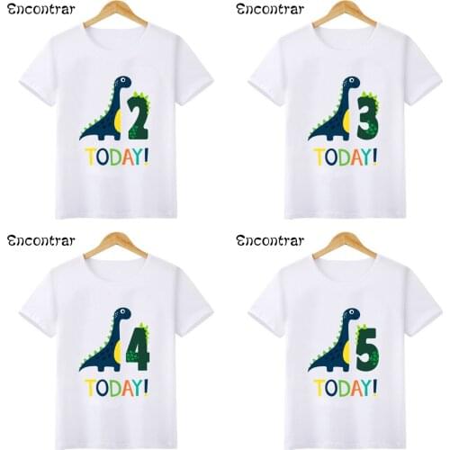 Boys Dinosaur Birthday Number Cartoon T Shirt Children Happy Birthday Dino Present T-shirt Girls Funny Gift Kids Tshirt,HKP2482