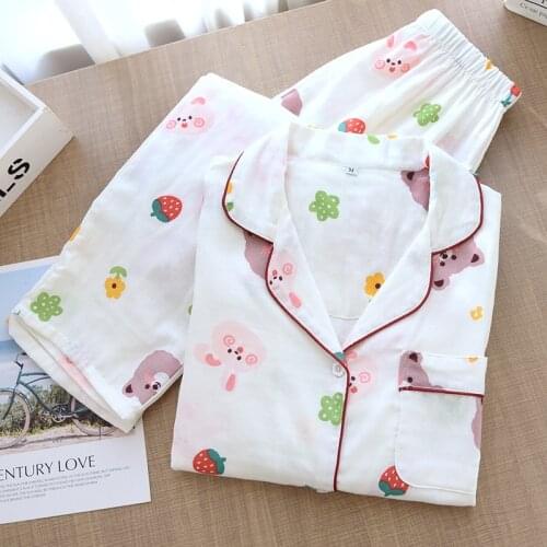 Sweet Lovely Ruffles Home Clothes For Women Cotton Pajamas Set Student Loose Gauze Sleepwear Female Autumn Long Sleeve Homewear