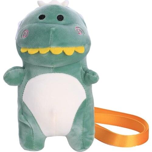 Kawaii plush stuffed animal big tooth dragon doll cartoon dinosaur bag girl shoulder messenger bag birthday gift childrens toys