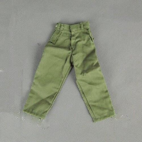 1/6 Scale WWII Germany Armys Tactical Combat Green Pants Models for 12''Body DIY