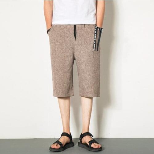 2019 Summer Casual Mens Knee Length Shorts Loose Joggers Short High Quality Mens Beach Japanese Harem Pants