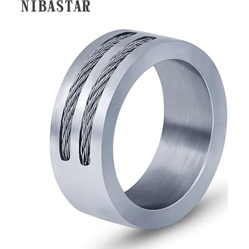 New Mens Ring Stainless Steel Punk Rock Ring With Steel Wire Jewelry USA Size