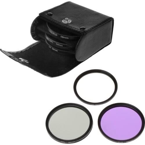 58MM CPL UV FLD Lens Filter Set With Bag For Nikon Canon Sony Pentax Camera 58MM Lens Cap Set