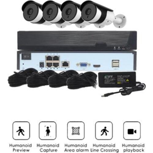 2MP 1080P 4CH AI NVR Kit Facial Recognition Onvif POE CCTV Camera NVR Kits