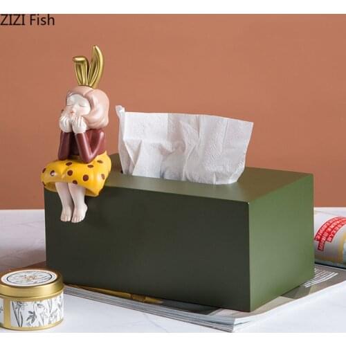 Bunny Girl Decorative Tissue Box Brief Removable Tissue Boxes Dinner Table Napkin Holder Paper Towel Organizer Box Home Decor