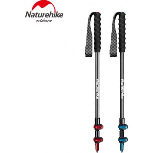 Naturehike Outdoor Ultralight Walking Stick Protable Hiking Carbon Fibers Trekking Poles 3 Section Outer Lock Stick Skiing Stick