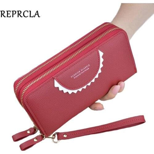 REPRCLA Fashion Compartment Women Wallet Long Style Wristband Female Wallets Clutch Ladies Zipper Coin Purse Card Holder