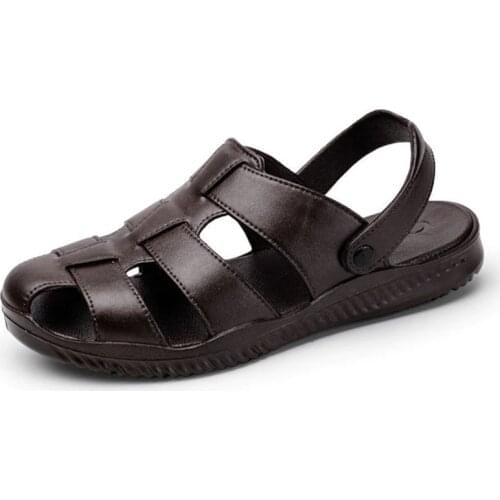 Breathable Sandals Men Summer Casual Shoes Father Fashion PU Leather Walking Shoes Outdoor Daily Shoes for Street River Fishing