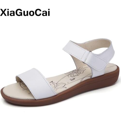 Womens Sandals 2021 Summer Leather Women Beach Shoes High Quality Fashion Female Flat Footwear For Sweet Girl Dropshipping