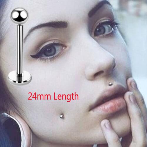 SaYao 2 Pieces 24mm Length Labret Ring Stainless Steel Lip rings Face Ring dimple nail Rings Tragus Helix Body Piercing Jewelry