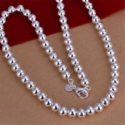 Silver color noble luxury refined elegant high quality 8MM Light bead Necklace Fashion hot selling silver jewelry N111