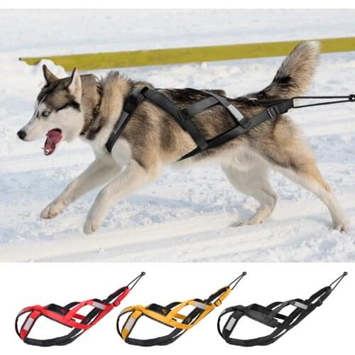 Durable Dog Sledding Harness Reflective Pet Weight Pulling Harnesses Adjustable For Big Large Dogs Training Exercise Skijoring
