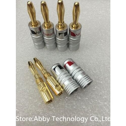 FREE SHIPPING 100pcs 24K Gold Speaker Banana Plugs For Video Speaker Connector Black Red Color
