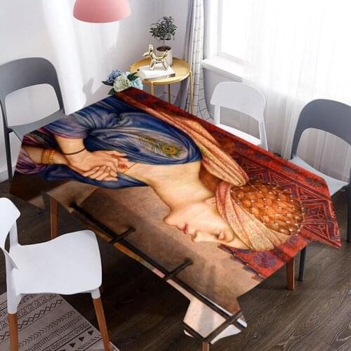 Customizable 3D Tablecloth Art Greek Paintings Pattern Washable Cloth Rectangle Round Table Cover Party Wedding Decoration