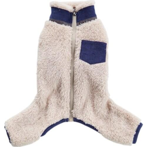 Warm Fleece Pet Dog Clothes Winter Teddy Small Dog Cat Jumpsuit With Pocket Design Plush Pet Zip Coat Rompers Puppy Cat Clothing