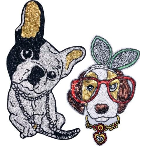 Cool Dogs Embroidery Cloth Patch Iron on Large Thermoadhesive Puppy Sticker Denim Clothes Decoration Embroidered Label Appliques