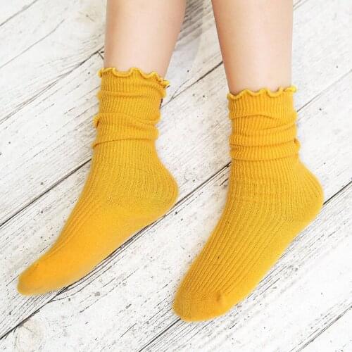 Girls Long Boot Socks Princess Style Cotton Candy Color Vertical Stripe Socks Cute Children Lace Knee Socks Kids Clothing T2132