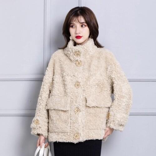 Women Real Fur Winter Coat 200% Wool Jacket Furry Korean Fashion Womens Coats Chaquetas Mujer 2020 K2222 KJ4869