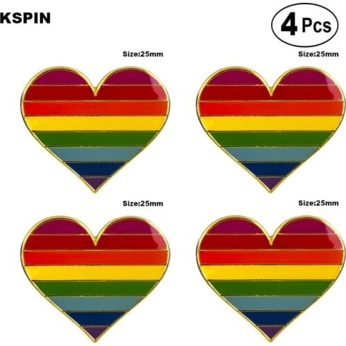 Gay Pride LGBT heart shaped Pin Lapel Pin Badge Brooch Icons 4pcs