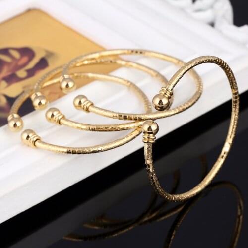 Gold Color Bangles Cuff Bracelets For Women Gift Simple Style Trendy Bracelet Jewelry