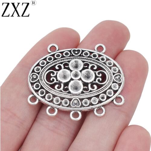 ZXZ 5pcs Tibetan Silver Ethnic Tribal Bohemia Boho Connector Charms Pendants for Necklace Jewelry Making Findings 39x27mm