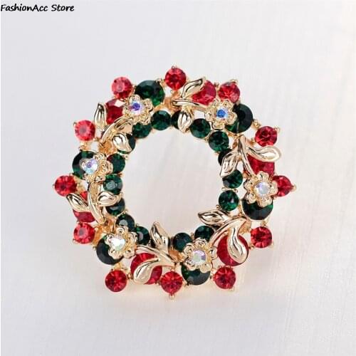 1 pc New Rhinestone Christmas Brooch Pins Elegant Christmas Garland Brooches 4.5*4.5cm/1.8*1.8inch
