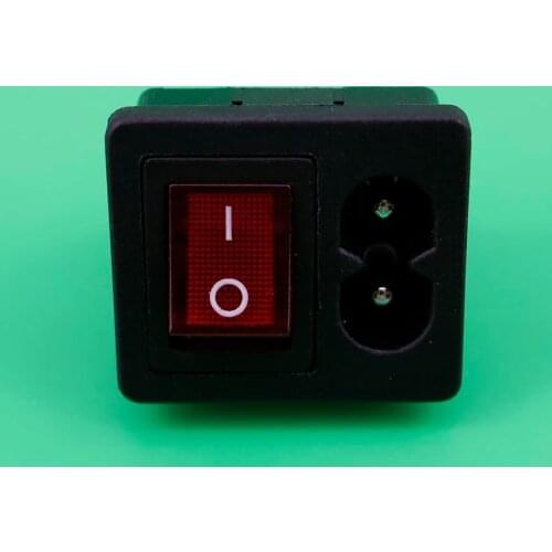 YuXi 1PC IEC320 C8 Power Cord Inlet Socket receptacle With ON-OFF Red Light Rocker Switch 250V 2.5A FOR Computer Amplifier