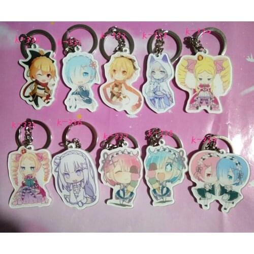 10 pcs/lot Anime Re:Life in a different world from zero acrylic figure keychain keyring Single double-sided pendant toy gift