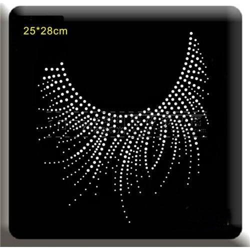 2pc/lot Sweater neckline hot fix motif iron on crystal transfers design iron on rhinestone patch appliques